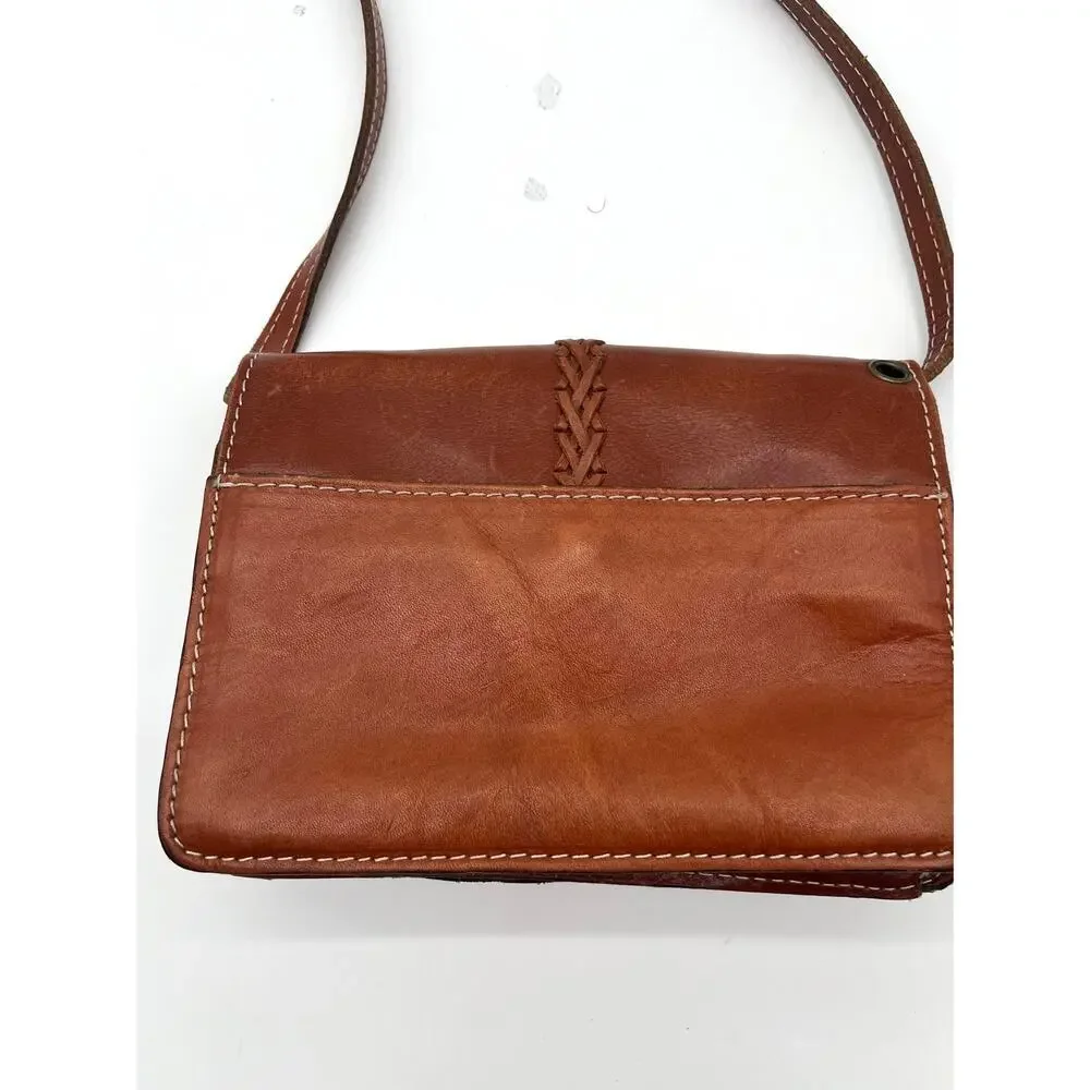 Patricia Nash Bianco Leather Crossbody Satchel , Brown